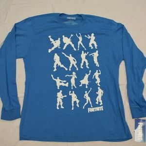 NWT Fortnite Mens Long Sleeve Blue Tee
